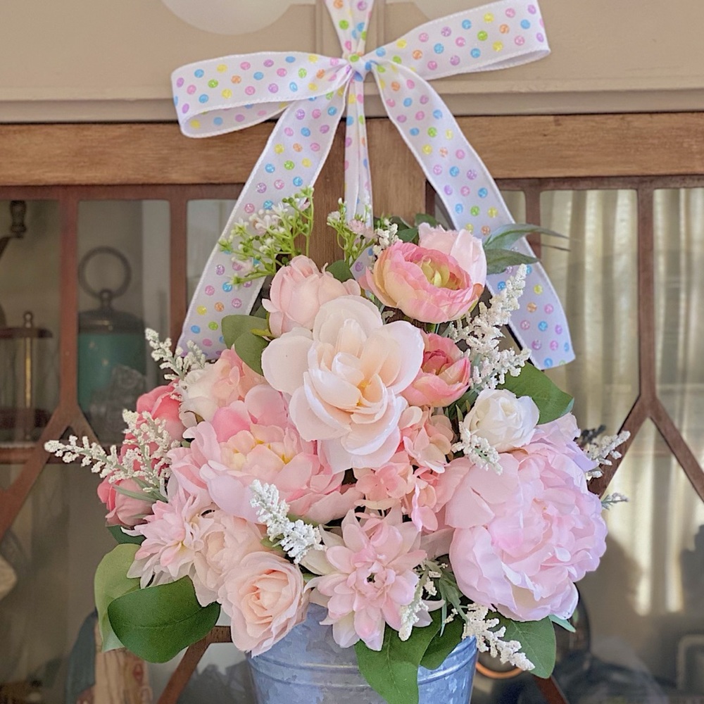 Handmade Peony/Rose Door Wreath - Picture 1 of 6
